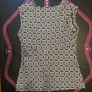 BCBG Paris Black and Tan Patterned Tank Top